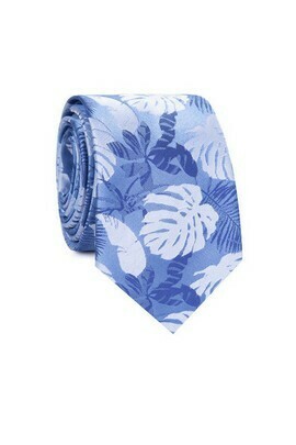 krawat męski w niebieskie kwiaty