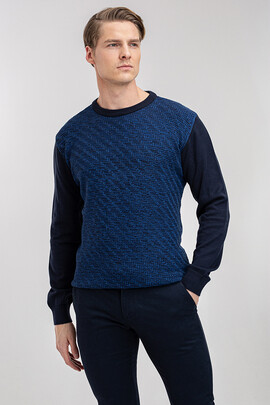 Granatowy sweter z bawełny 01000B75RSA