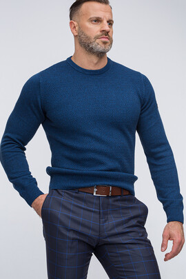 sweter niebieski dla niego round-neck