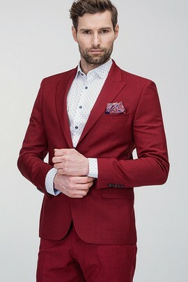 czerwony garnitur w kratę giacomo conti