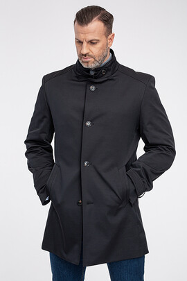 Czarny płaszcz jednorzędowy PSCS000191