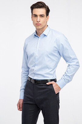 Błękitna koszula z bawełny premium Albiate 01600A00GSA