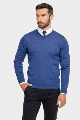 Niebieski sweter z wełną merino 01024D70VSA