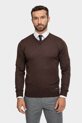 Brązowy sweter z wełnianej tkaniny 01024D80VSA