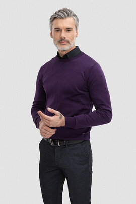 Fioletowy sweter wełna WOOLMARK 01025A40RSA