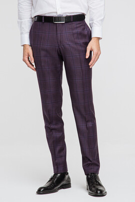 Fioletowe spodnie garniturowe z wełny 130s&#039; 01022A40KSA