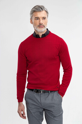 Czerwony sweter wełna WOOLMARK 01025B50RSA