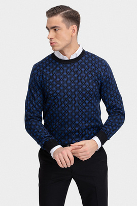 Ciepły wielokolorowy sweter granatowy SWWR000437