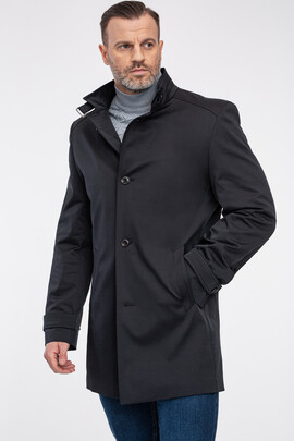 Czarny płaszcz jednorzędowy PSCS000191